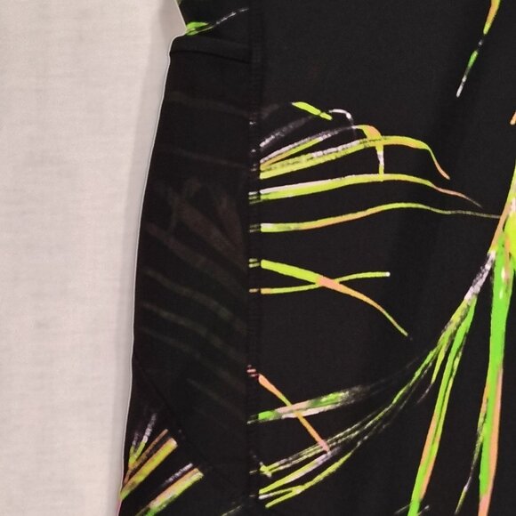 BSP Tropical Palm Print Leggings Womens XL Black Green High-Waisted Pockets - Picture 6 of 14